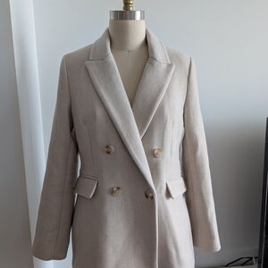 Women's Double-Breasted Wool-Blend Coat/Blazer - Beige